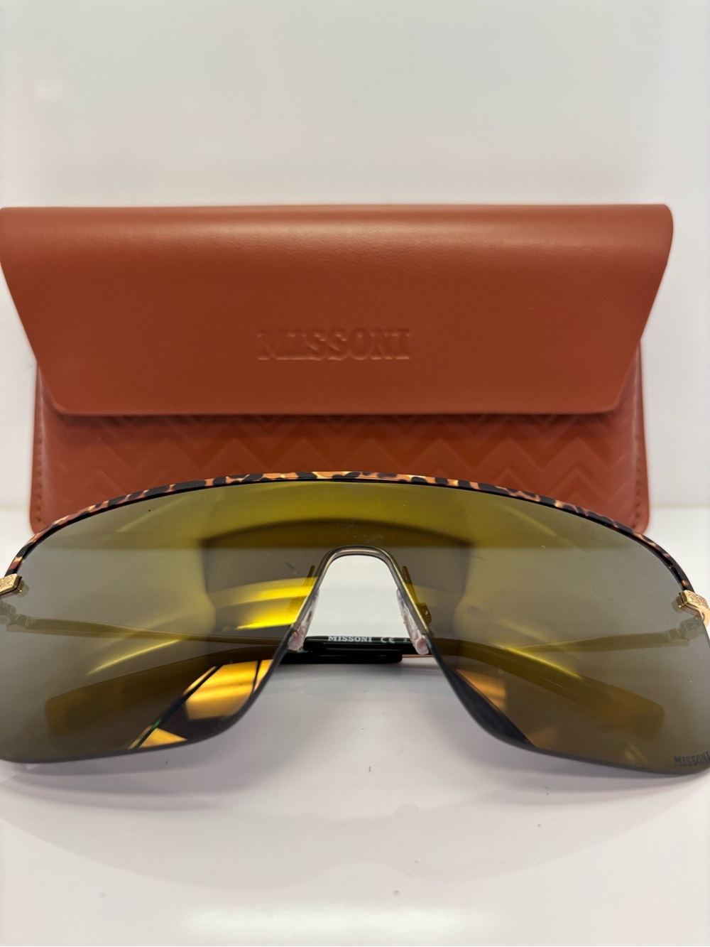 Missoni Shield Sunglasses with Amber-Tinted Lens
